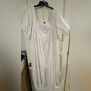 Old Navy Women’s Plus White Smocked Back Maxi Layer Dress Sz 3X